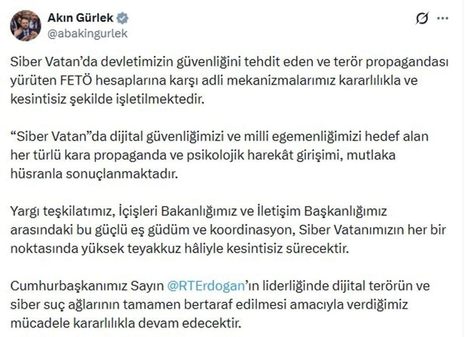 Adalet Bakanı Gürlek: FETÖ Hesaplarına Karşı Adli Süreçler Sürdürülecek